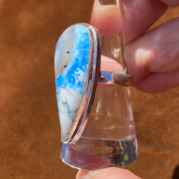 Dedronic Marine Opal & Sterling Siver Handcrafted Ring Size 7 1/2